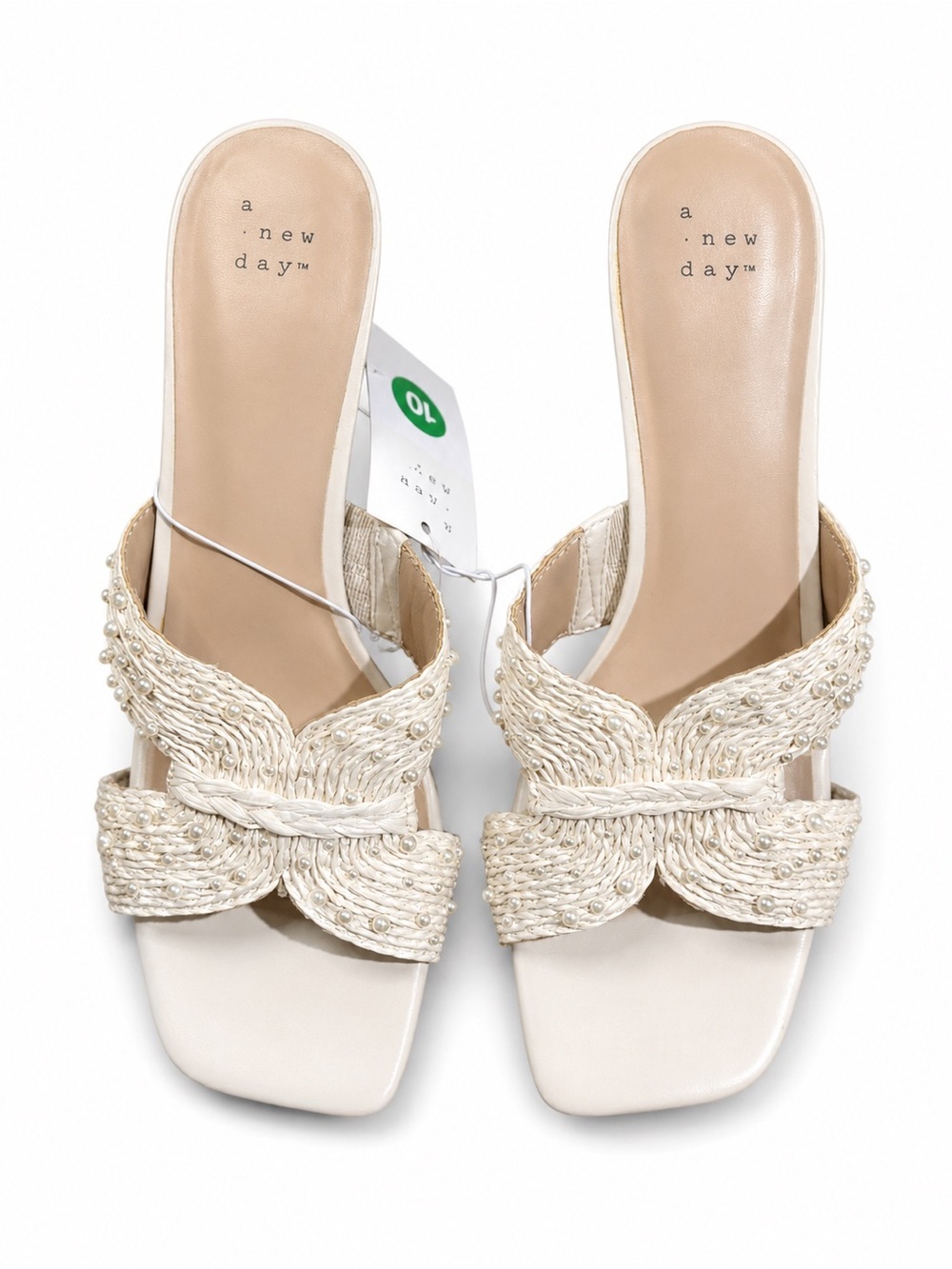 a new day Ivory Braided Knot Slide Mules